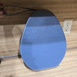 Vintage Suitcase Oval Train Case Egg Shape 1960 Carry On Bag Blue Mid-Century